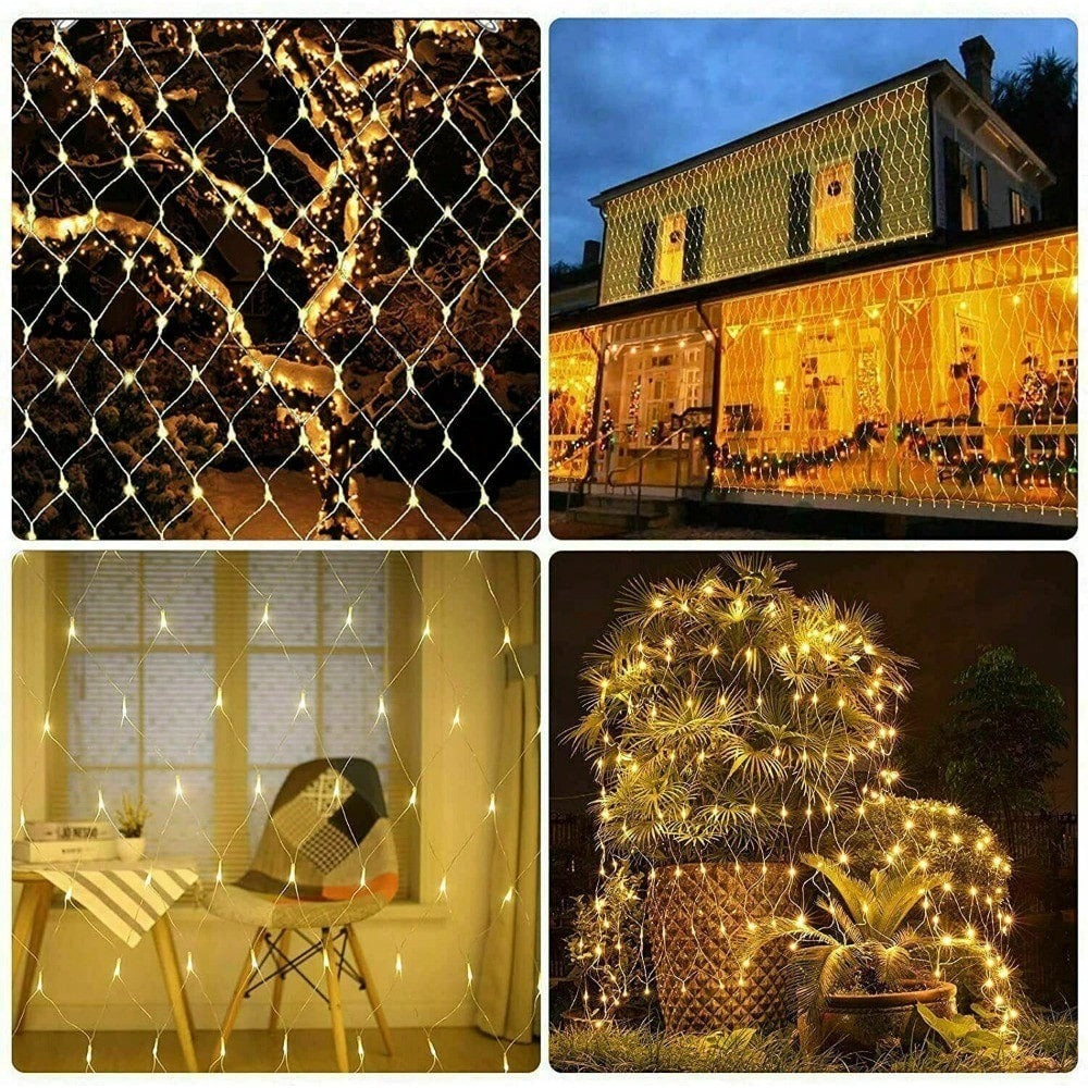 STONESKY Led Net Lights Net Mesh 1.5mX1.5m 96 LEDs Fairy String LED Lights for Wedding Home Garden Xmas Party Valentine Christmas Decor,Warm White