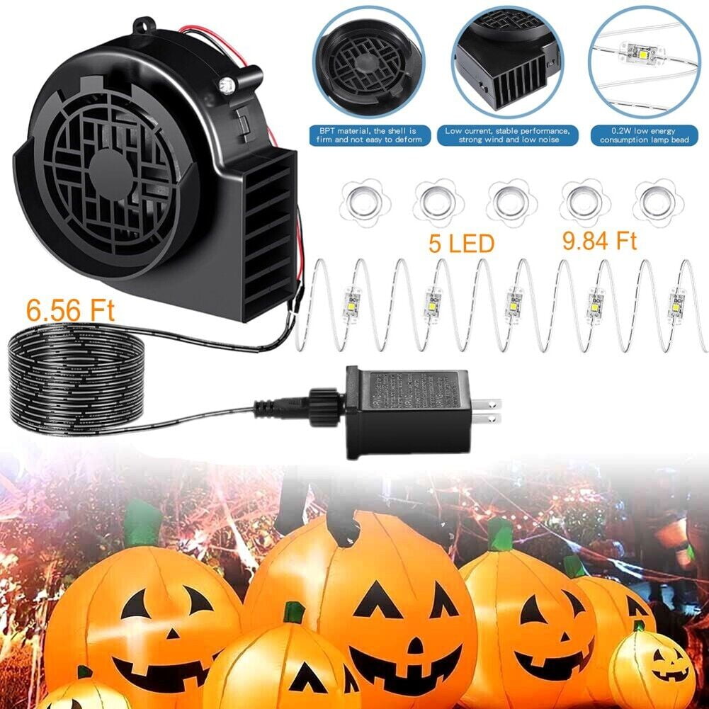 EROCK Inflatable Air Blower Replacement, 12V 1.2A Fan Blower Motor with 5 LED Lig Inflatable Fan Replacement Motor for Garden Yard Decor