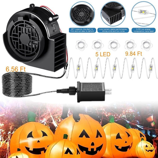 EROCK Inflatable Air Blower Replacement, 12V 1.2A Fan Blower Motor with 5 LED Lig Inflatable Fan Replacement Motor for Garden Yard Decor