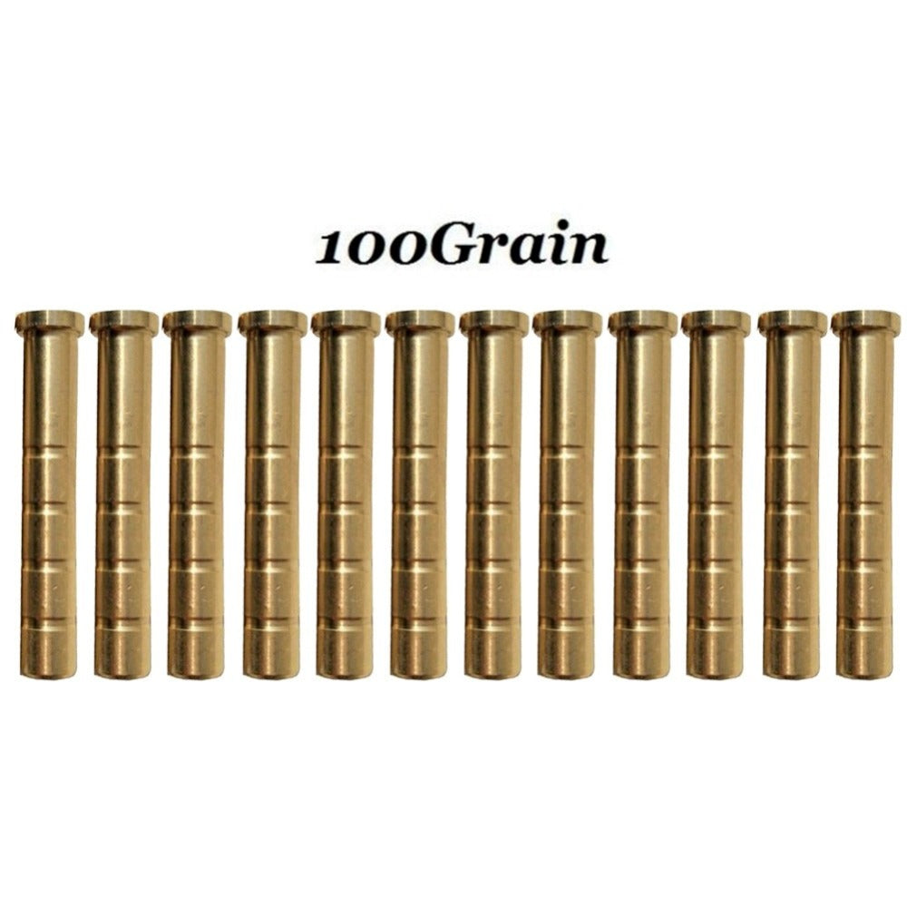 StoneSky 12Pcs Archery 100 Grain Heavy Weight Inserts Arrow Brass Inserts Base ID 6.2mm