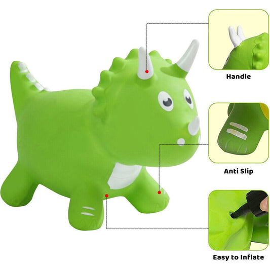 STONESKY Kids Dinosaur Bouncy Animal Toys, Inflatable Triceratops Bouncer Ride on Bounce