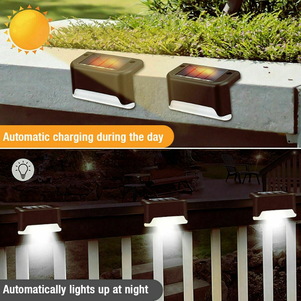 StoneSky 4x Solar LED Deck Lights Outdoor Garden Patio Railing Decks Path Lighting Brown