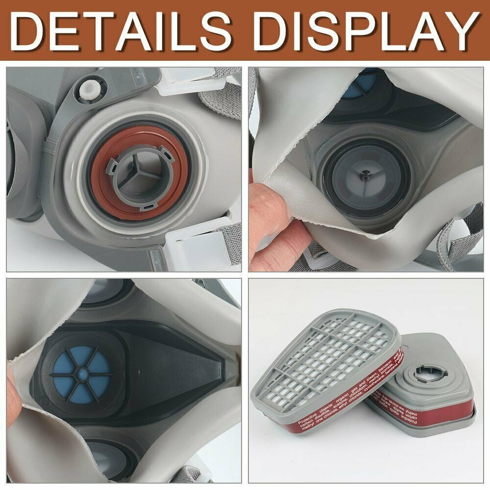 STONESKY Respirator Mask Reusable Half Face Cover Gas Mask with Safety Glasses, Paint Face Cover Face Shield with Filters for Painting, Organic Vapor, Welding, Polishing, Woodworking and Other Work Protection