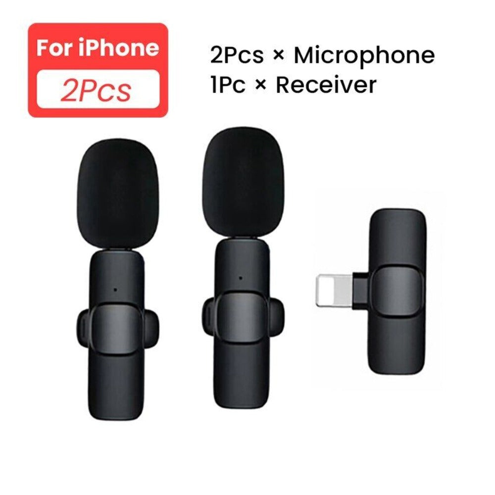 StoneSky 2 IN 1 Lavalier Wireless Microphone Audio Video Recording Mini Mic For iphone