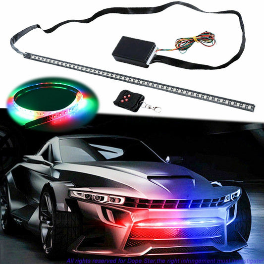 Xotic Tech RGB Knight Rider LED Scanner Light Strip, 21'' 48-SMD Multicolored LED Flash Strobe Light Bar Kit for Car Interior Exterior Hood Grille Trunk
