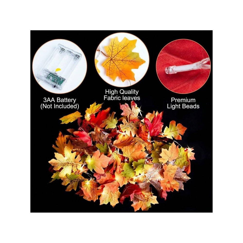 STONESKY 20 LED Fall Maple Leaves Light Lamp Garland Thanksgiving Festival Party Decor US