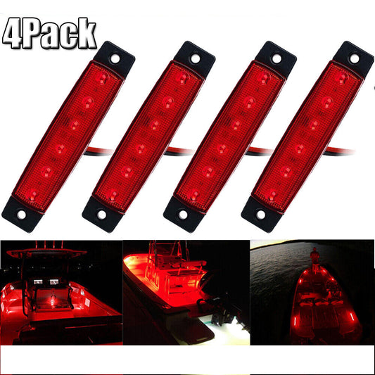 StoneSky 4Pcs Universal Red LED Marine Boat Cabin Lights Courtesy Light Deck Transom Lamp