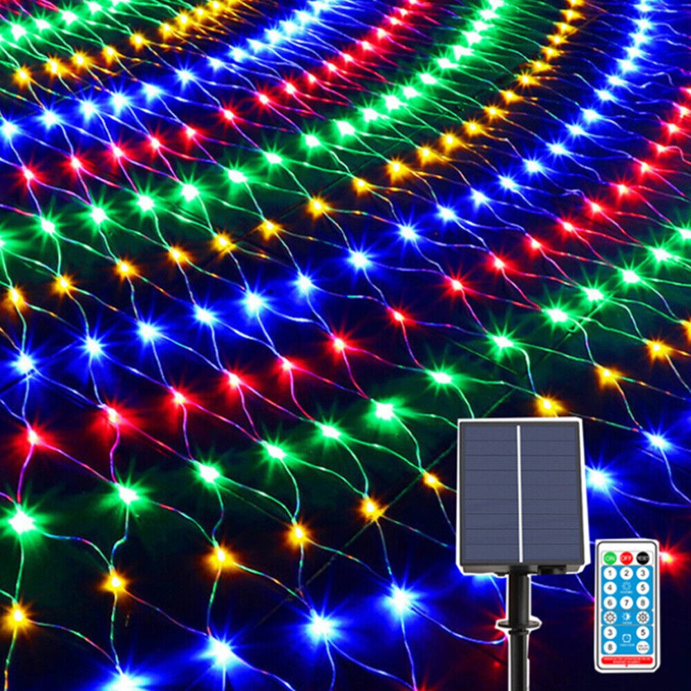 STONESKY 96 LED Solar Net Mesh Curtain Lights Fairy String Light Christmas Wedding Decor