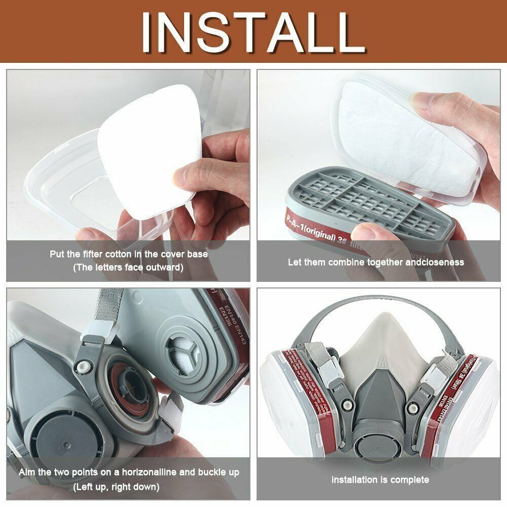 STONESKY Respirator Mask Reusable Half Face Cover Gas Mask with Safety Glasses, Paint Face Cover Face Shield with Filters for Painting, Organic Vapor, Welding, Polishing, Woodworking and Other Work Protection