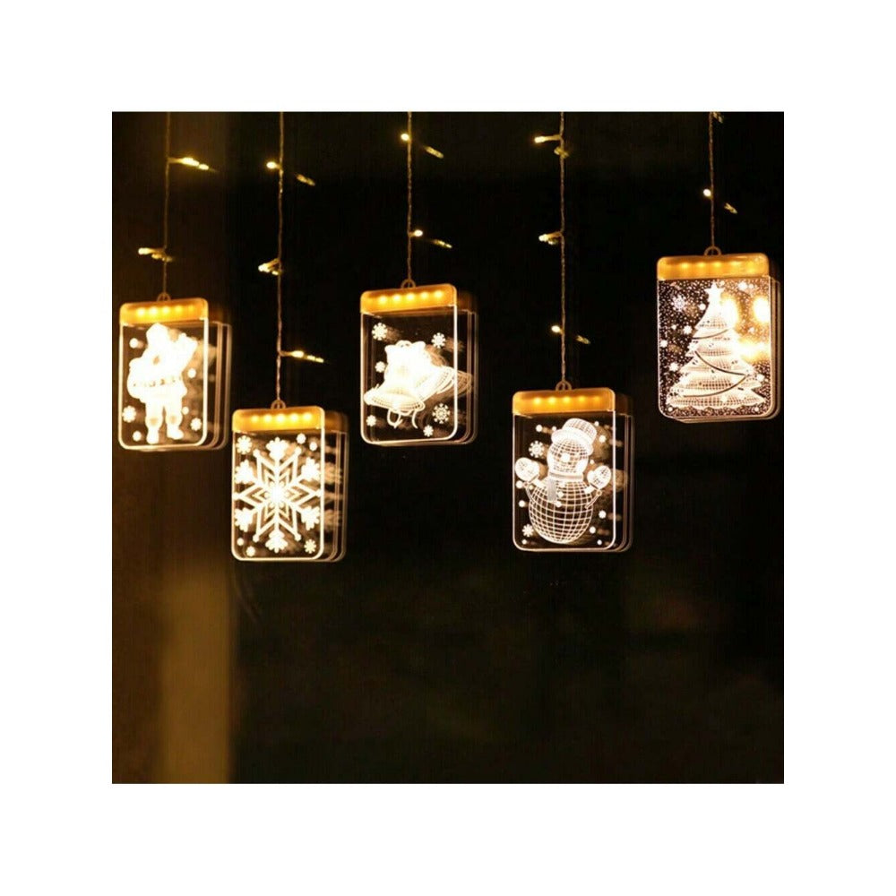 STONESKY Chrismas LED Curtain Fairy String Light 3D-Effect Window Decor Hanging Lights US