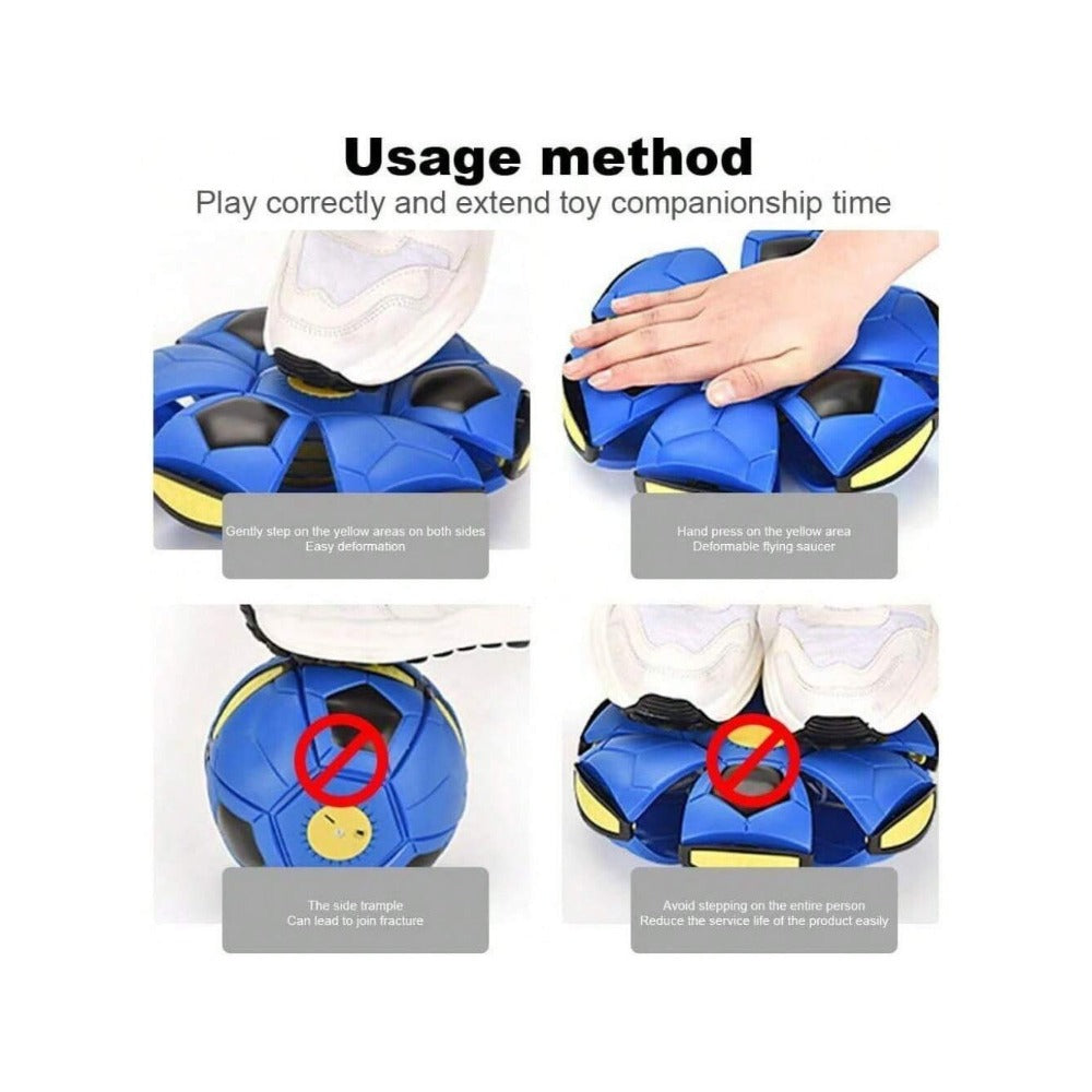 STONESKY Pet Dog Toys Flying Saucer Ball Magic Deformation UFO Toy Sports Dog with Lights