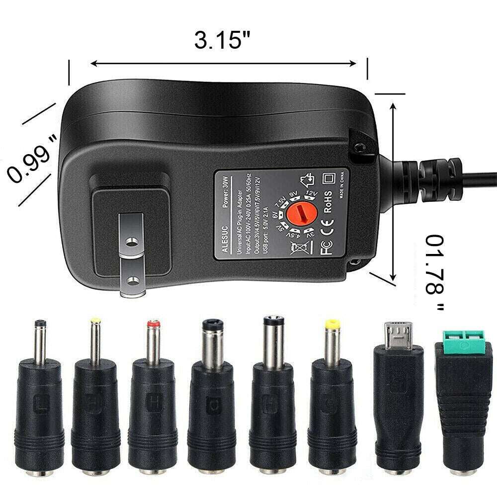 StoneSky Power Adapter for AC Input 110-240 Volts 12W 3V-12V Universal AC to DC Supply