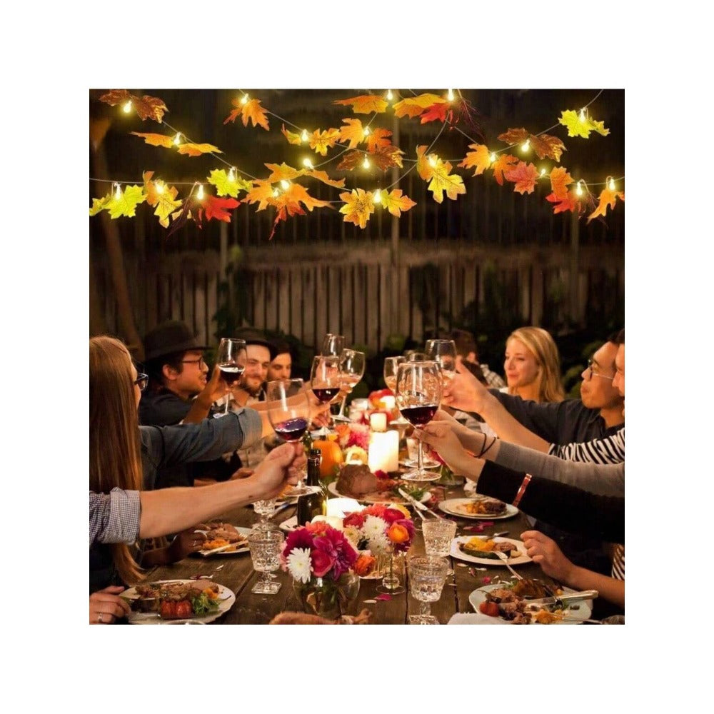 STONESKY 20 LED Fall Maple Leaves Light Lamp Garland Thanksgiving Festival Party Decor US