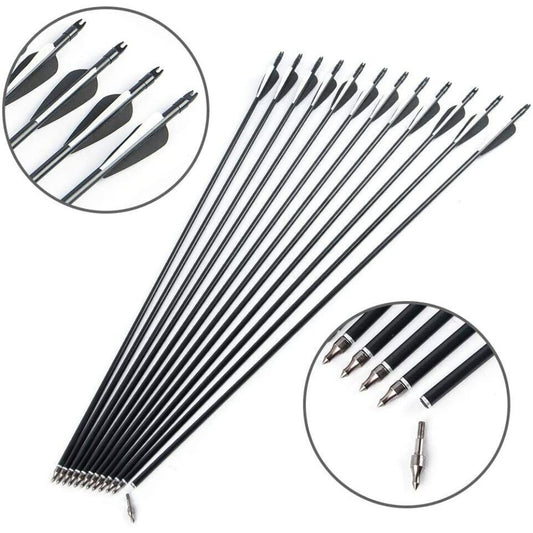 StoneSky 12 Pcs 30" Fiberglass Arrows Archery OD 8mm For Recurve/Compound bow Hunting US