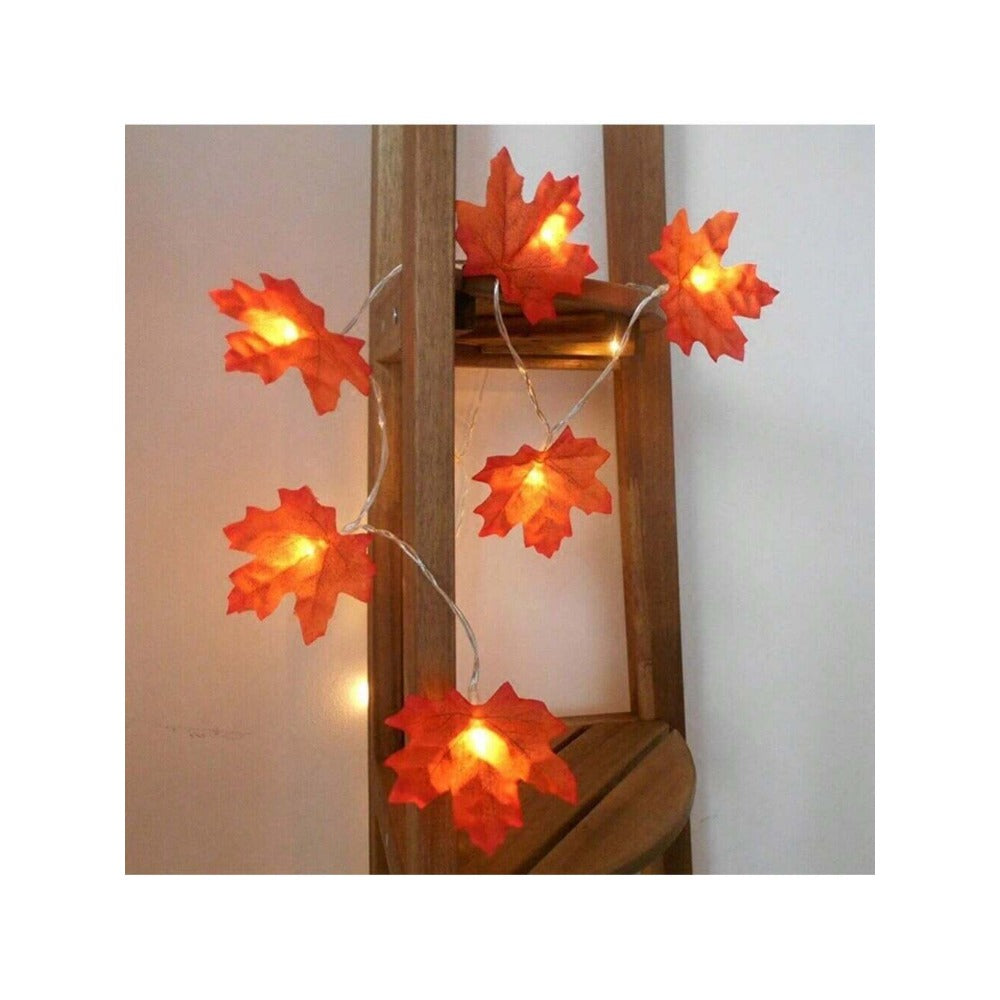 STONESKY 1Pcs Fall Garland Decorations Maple Leaf String Lights Thanksgiving Halloween