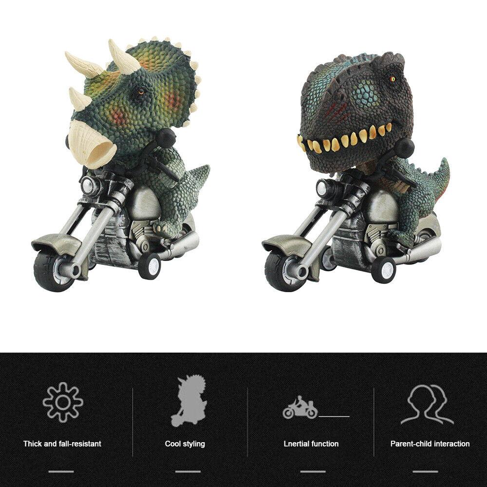 STONESKY 4Pcs Simulation Dinosaur Motorcycle Toys Inertia Riding Pull Back Car Toys Gift