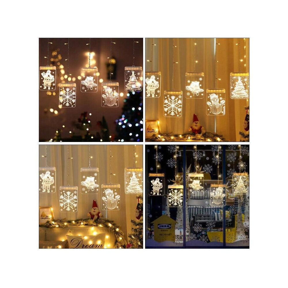 STONESKY Chrismas LED Curtain Fairy String Light 3D-Effect Window Decor Hanging Lights US