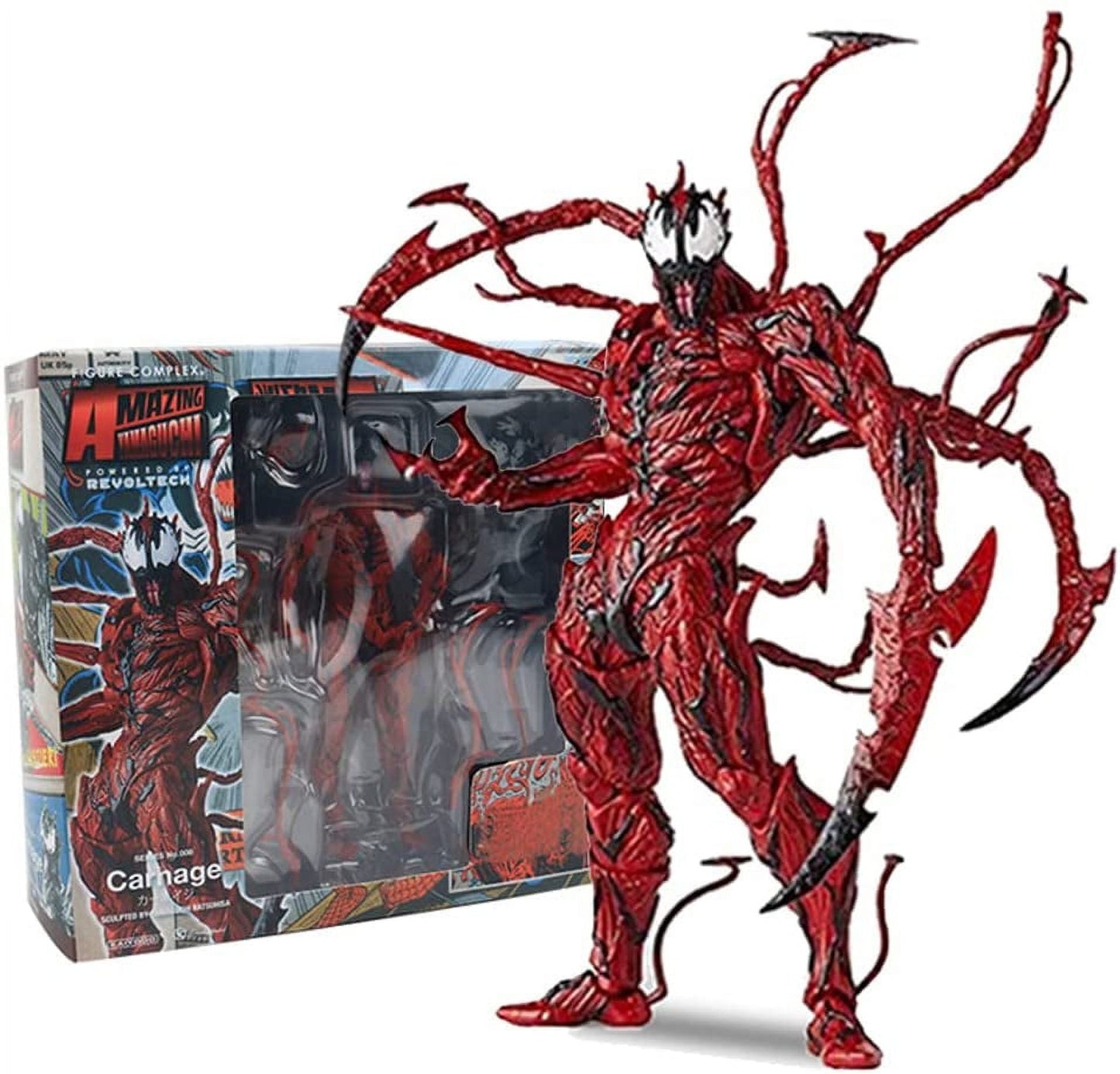 Venom Action Figure Model Toy Doll, Amazing Spiderman Carnage Anime Action PVC Figure Movable Characters Model Statue Toys Collectible Desktop Decoration Ornaments Gift (red)