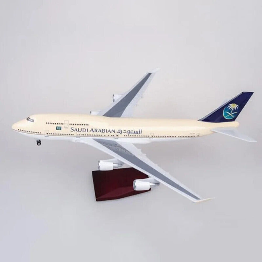 STONESKY 1/150 Saudi Arabia Airline Boeing B747 Airplane Model Resin With Voice LED Light