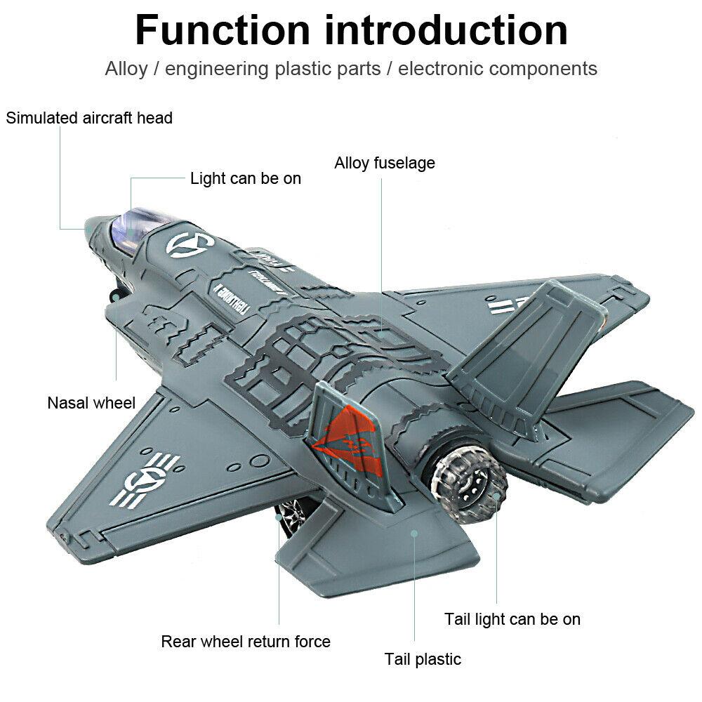 STONESKY 2Pack Diecast Airplane for Boys w/ Sound & Light Fighter Jet Plane Model F35+B2