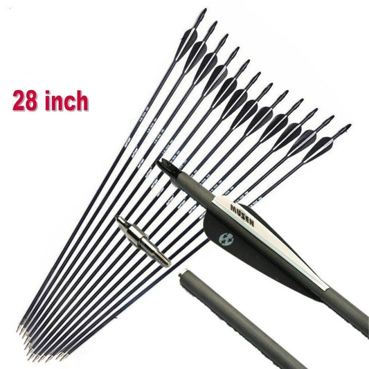 StoneSky 12x 28 inch Carbon Arrows OD 7.8mm Spine 500 Archery Target Practice For Youth