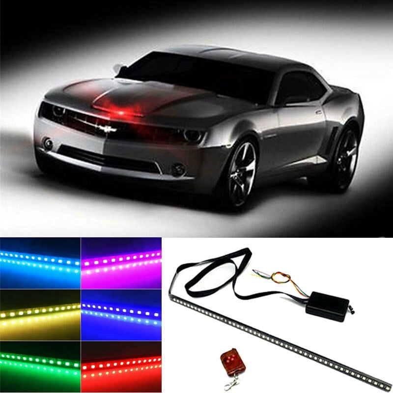 RGB Knight Rider LED Scanner Light Strip, 7 Color 48 LED RGB Scanner Flash Car Strobe Knight Rider Kit 22" Light Strip