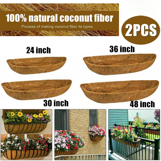 StoneSky 2PCS 24"/30"/36"/48" Coco Liner Trough Half Moon Shaped Planter Liner For Window