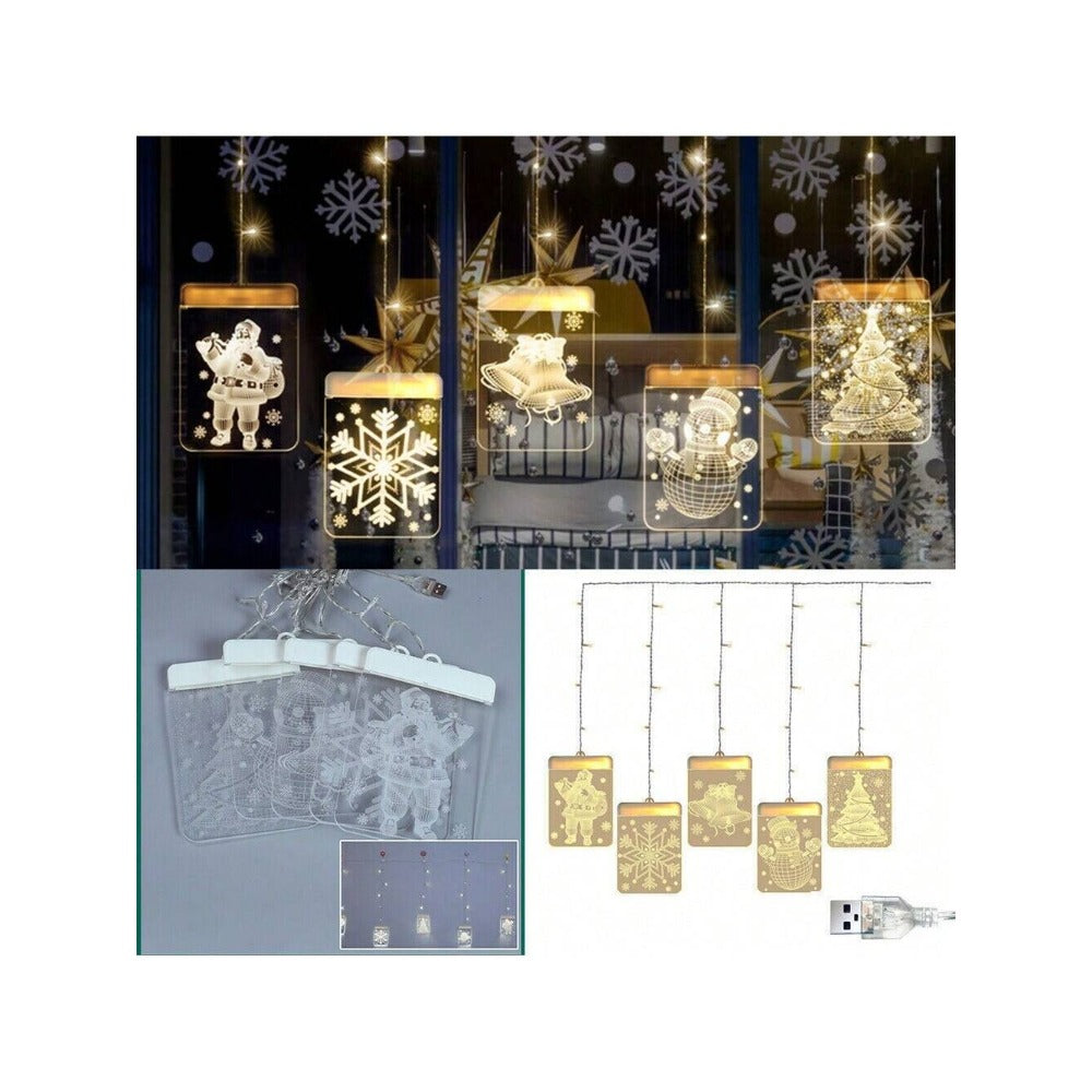 STONESKY Chrismas LED Curtain Fairy String Light 3D-Effect Window Decor Hanging Lights US