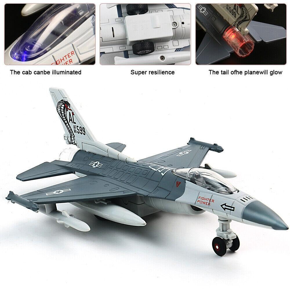 STONESKY F35+F16 Pull Back Diecast Fighter Jet Plane Model Toys for Kids with Sound Light