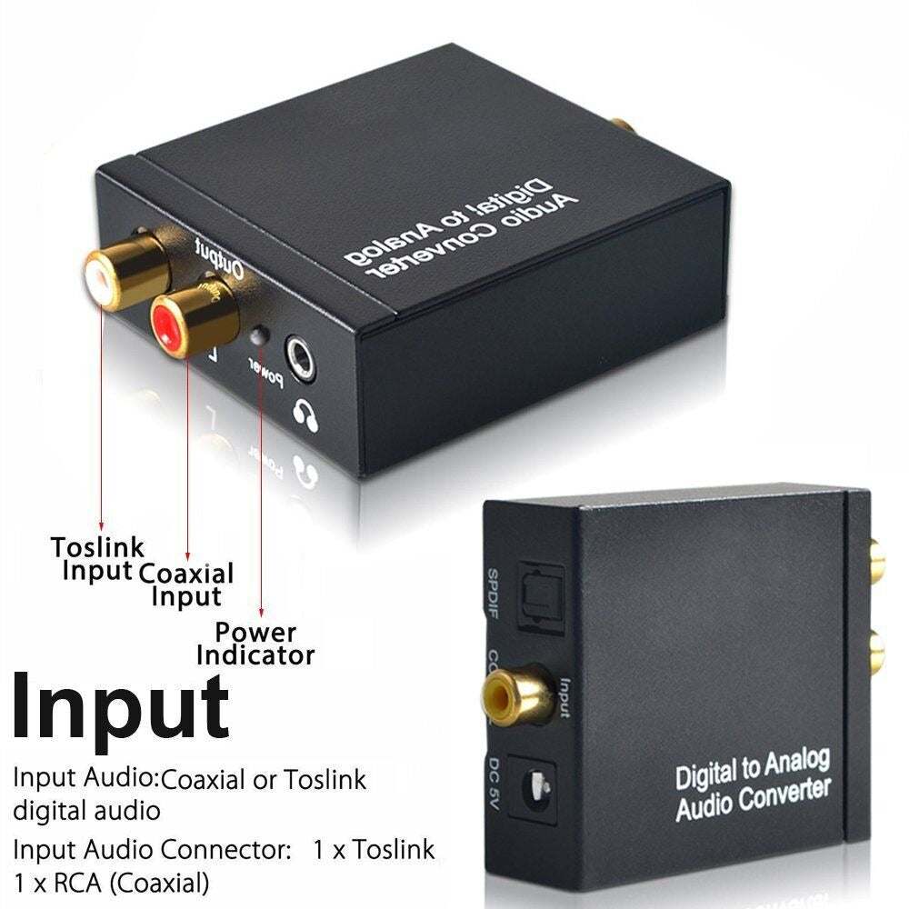 StoneSky Optical Coaxial Toslink Digital to Analog Audio Converter Adapter RCA L/R 3.5mm