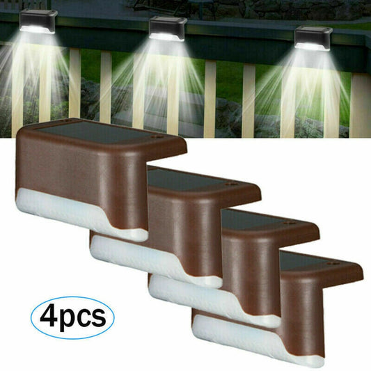 StoneSky 4x Solar LED Deck Lights Outdoor Garden Patio Railing Decks Path Lighting Brown