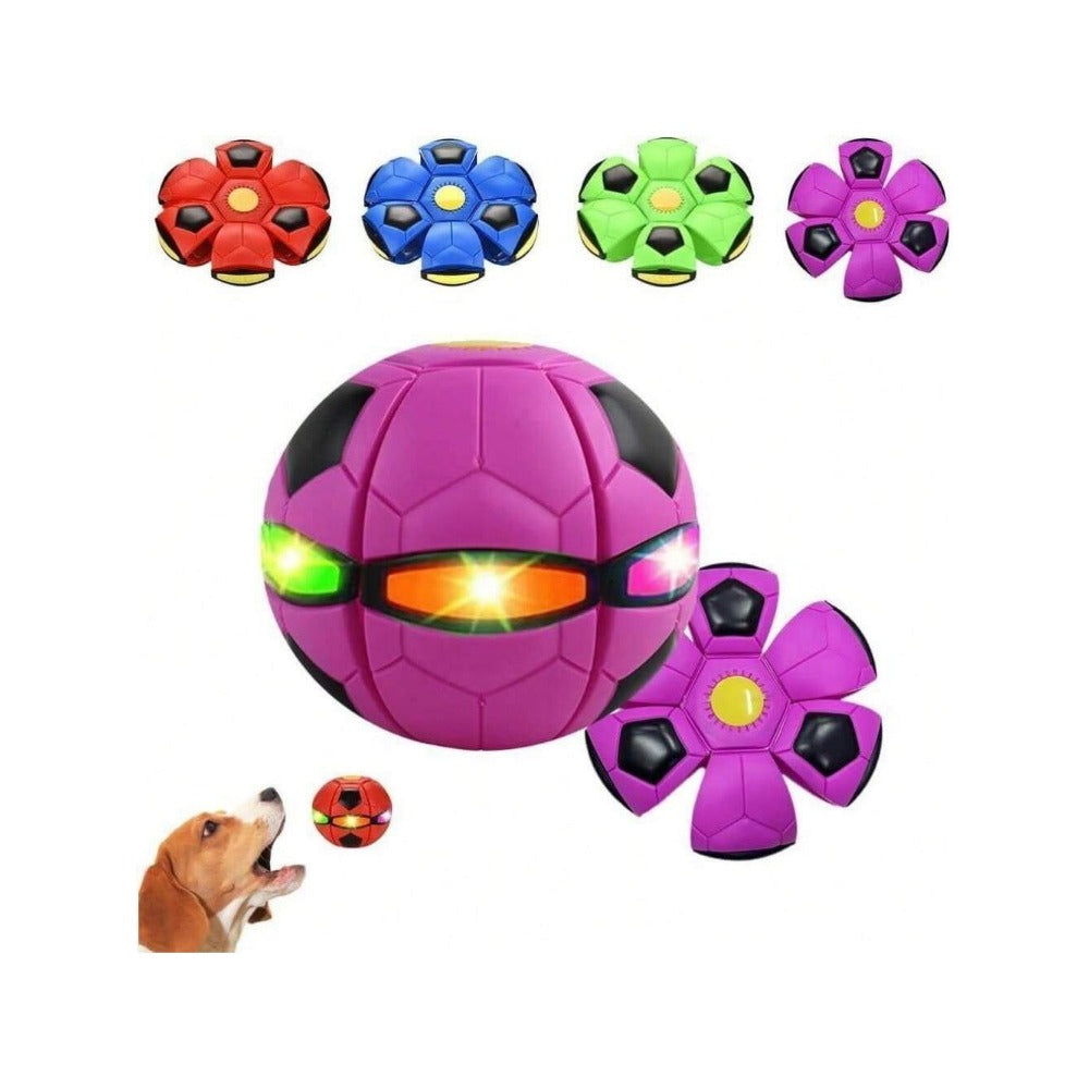 STONESKY Pet Dog Toys Flying Saucer Ball Magic Deformation UFO Toy Sports Dog with Lights