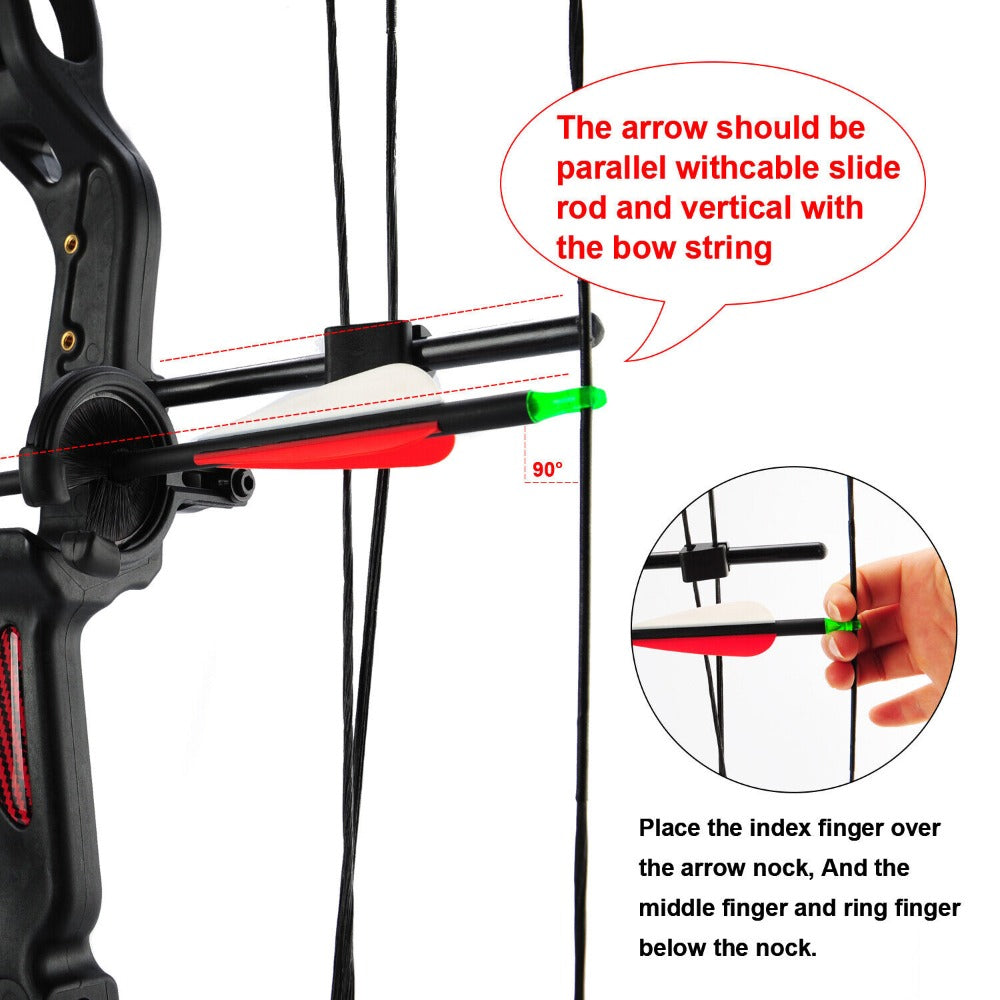 StoneSky 15-29lbs Compound Bow Kit W/4pcs Arrows Right Hand Target Practice Hunting Youth