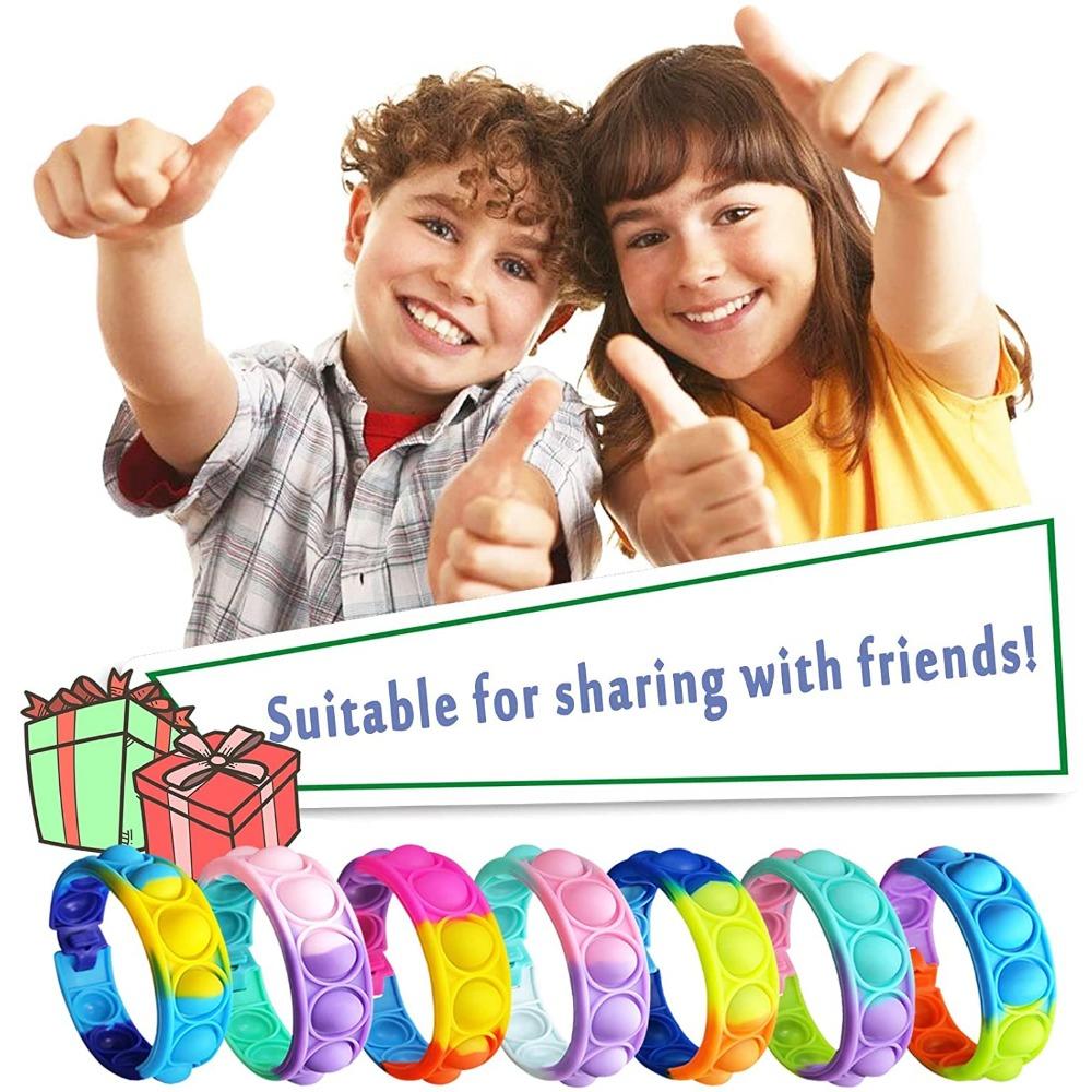 STONESKY 12/16 Push bubble Sensory Fidget Toy Bracelet Rainbow Stress Relief Finger Press