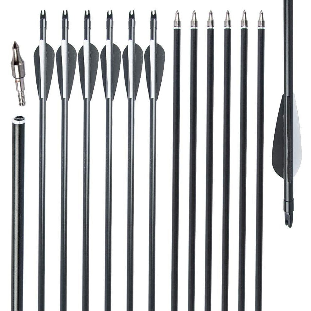 StoneSky 12 Pcs 30" Fiberglass Arrows Archery OD 8mm For Recurve/Compound bow Hunting US