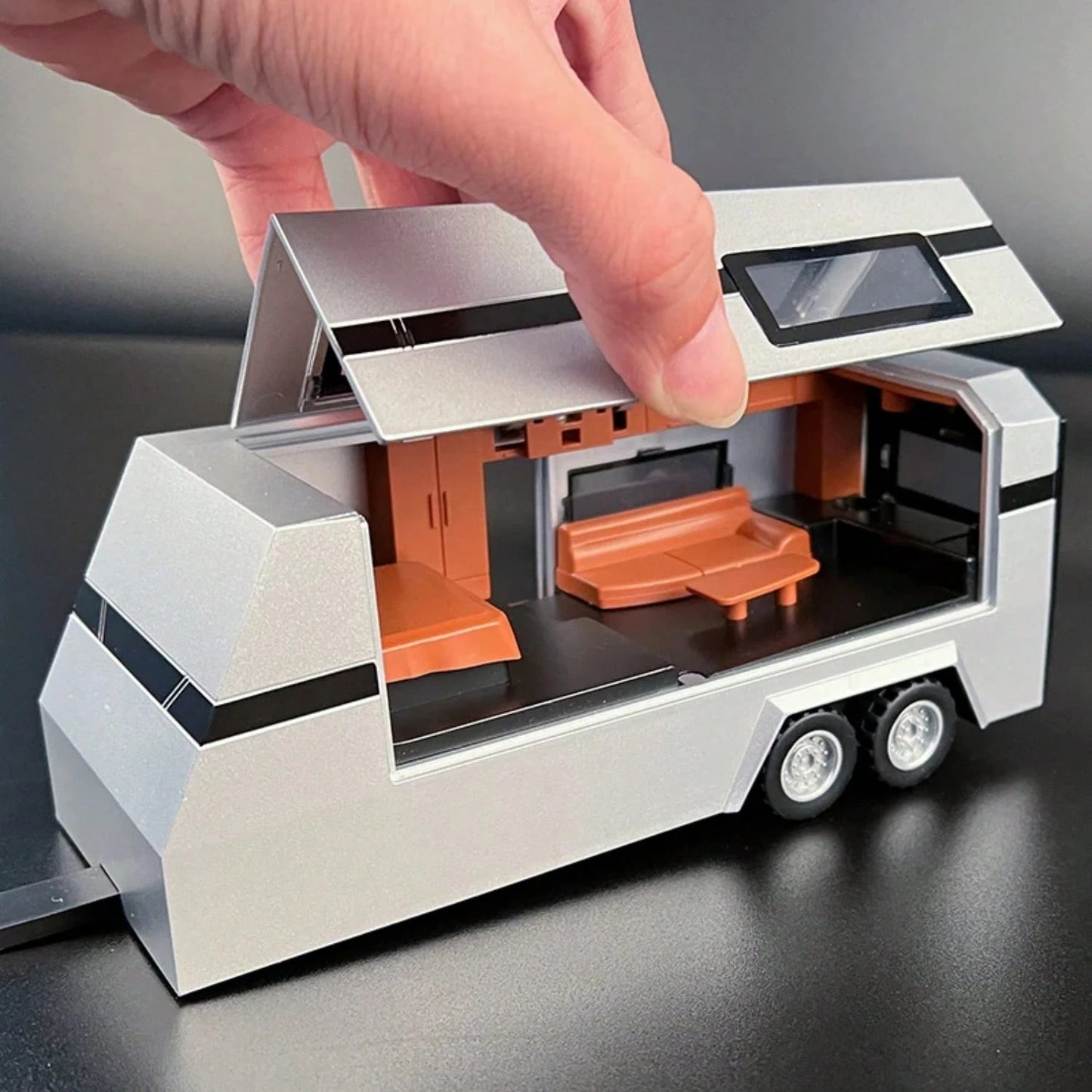 1:32 Cyber Toy Truck Model Y Trailer Car Alloy Diecasts & Toy Vehicles Metal Toy Car Model Sound And Light Collection Kids Toy