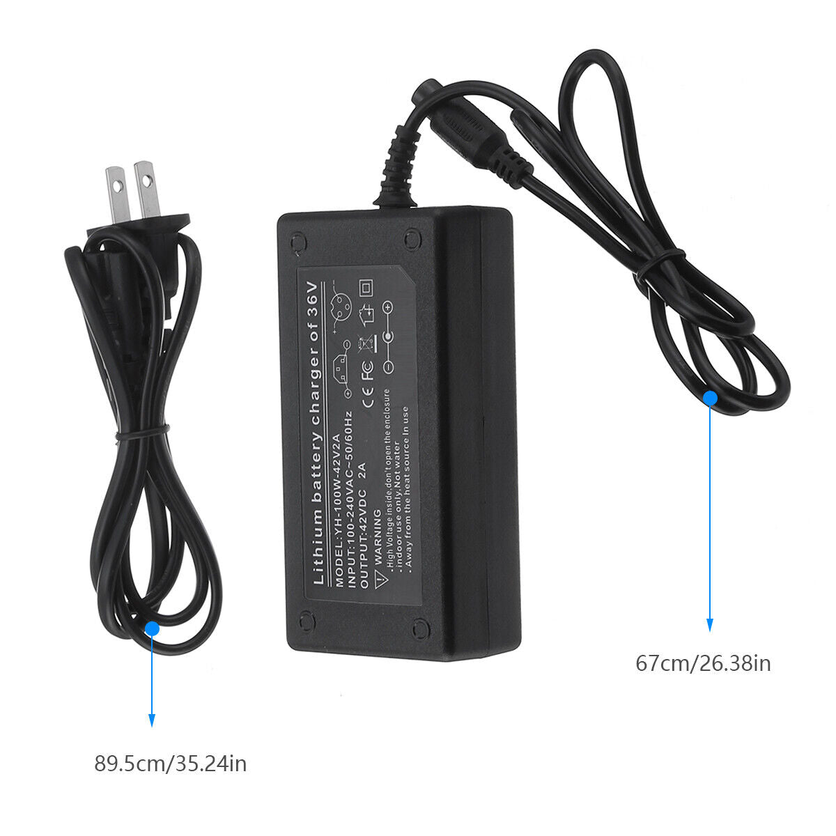 42V 3 Pin Charger for 36V Li-ion Battery Electric City Bike Scooter Bikes Ebike